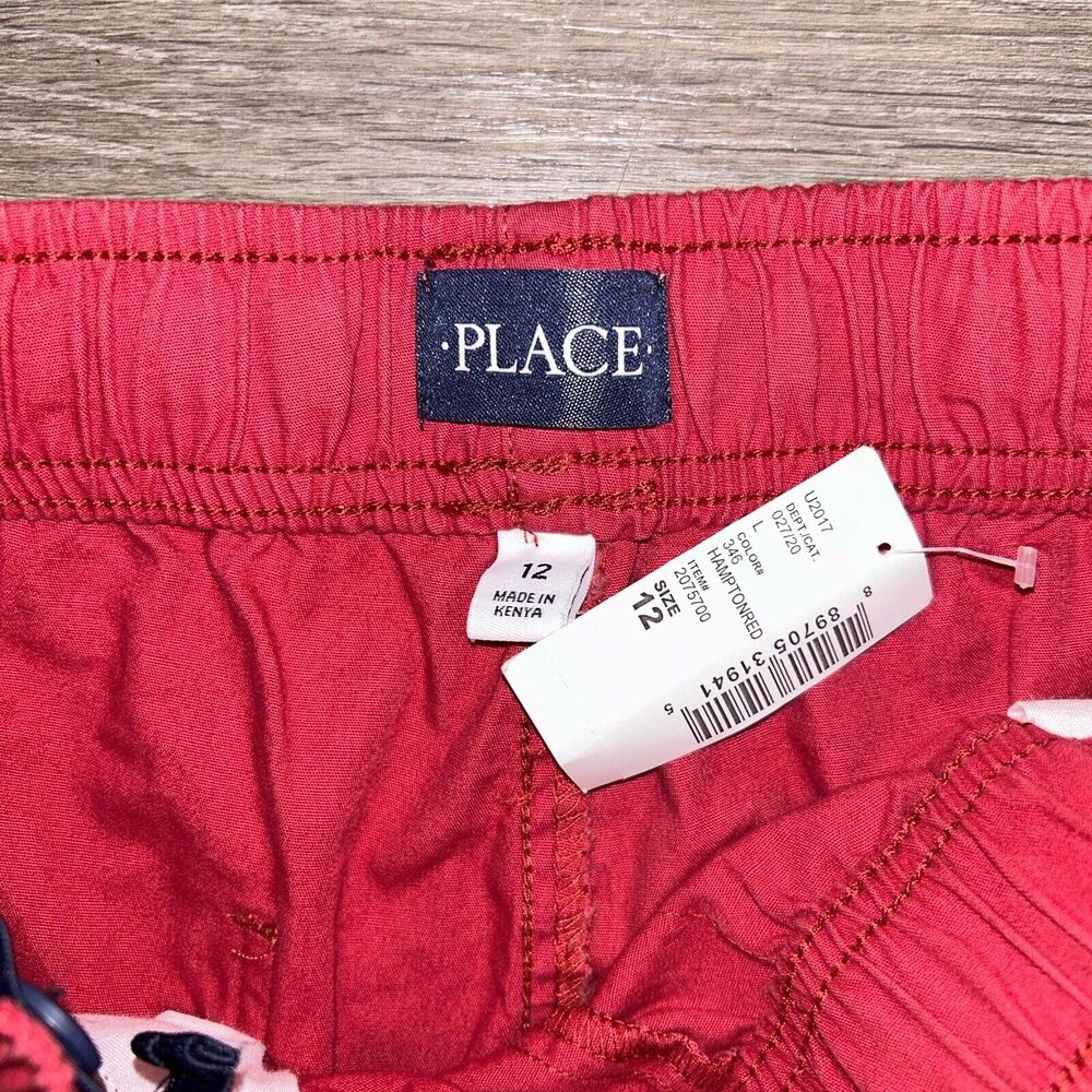 Childrens Place Boys Size 12 Jogger Pants Adjustable Elastic Waist Khaki Red DS - Picture 2 of 4